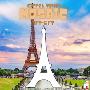 Torre Eiffel mosaico de 1 a 6 pies a partir de archivos PDF de globos,
