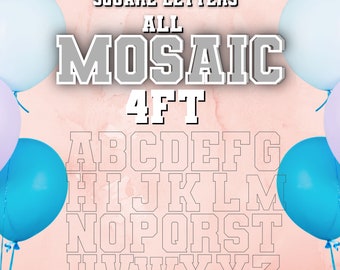 4ft Mosaic All Letters from Balloons Mosaic Template Square Standing A-Z 48in