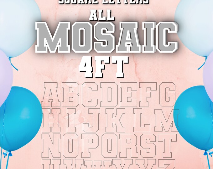 4ft Mosaic All Letters from Balloons Mosaic Template Square Standing A-Z 48in
