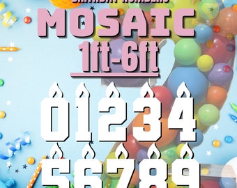 6ft, 5ft, 4ft, 3ft, 2ft, 1ft  Mosaic All Birthday Numbers from Balloons Mosaic Birthday Template