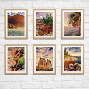 America&#39;s National Parks, 63 Illustrations - Digital National Park Poster Perfect for Interior Design Canvas Printing Painting