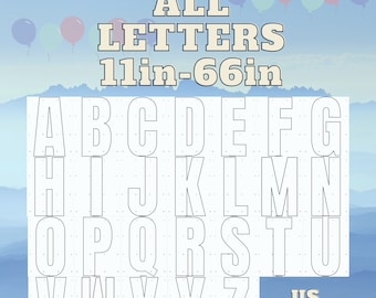 66in 55in 44in 33in 22in 11in Us Letter Mosaic All A-Z  Letters from Balloons PDF files with Bonus 6ft Letters And Instructions Book