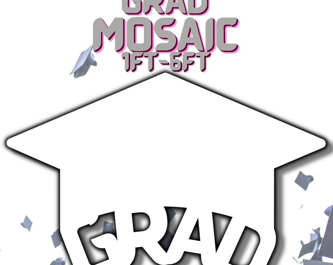 1ft-6ft Mosaic Graduation with Cap from Balloons Digital Templates
