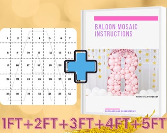 5ft, 4ft, 3ft, 2ft, 1ft  Mosaic All Letters from Balloons Mosaic Template