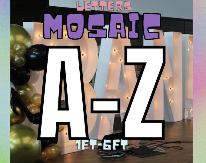 7ft, 6ft, 5ft, 4ft, 3ft, 2ft, 1ft  Mosaic Marquee Letter Template from Balloons Mosaic A B C D E F G H I J K L M N O P Q R S T U V W X Y Z