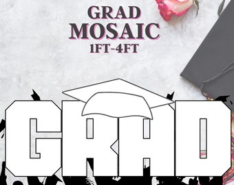 1ft-4ft Mosaic Large GRAD with Cap from Balloons PDF files New