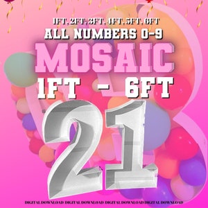 5 piedi 4 piedi 3 piedi 2 piedi 1 piede Mosaico Tutti i numeri da 0 a 9 dai palloncini File PDF con numeri bonus 6 piedi Istruzioni Libro Numeri da riempire con palloncini