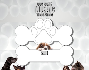 5ft 4ft 3ft 2ft 1ft Mosaic Dog Paw and Bone from Balloons PDF files 2in1 Print