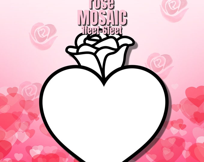 1ft-6ft Mosaic Heart with Rose from Balloons PDF files, Valentine's Day
