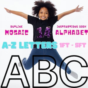 5ft, 4ft, 3ft, 2ft, 1ft  Mosaic All Letters from Balloons Mosaic Template 1ft thru 5ft
