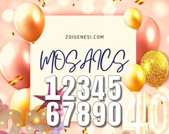 1ft-6ft Mosaic All 0-9  Numbers from Balloons PDF files with Bonus extra 7ft Numbers