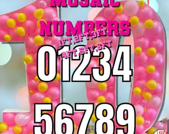 1ft-6ft Mosaic All 0-9  Numbers from Balloons PDF files with Bonus 6ft Numbers - 60 Files Bundle