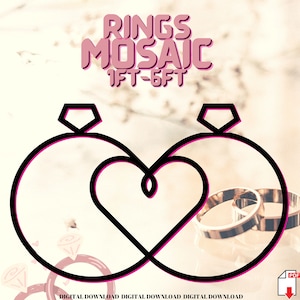 1ft-6ft Mosaic Couple Rings from Balloons Digital Templates