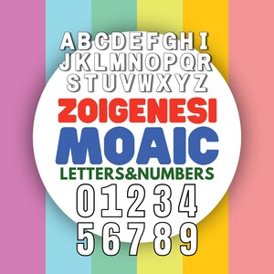 Mosaico de 1 pie a 7 pies 0 a 9 números de paquete de globos con letras de la A a la Z en mosaico Archivos PDF de 1 pie a 7 pies con libro de instrucciones