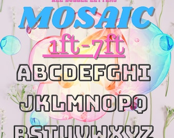 7ft, 6ft, 5ft, 4ft, 3ft, 2ft, 1ft  Mosaic All Bubble Letters from Balloons Mosaic Stand Template