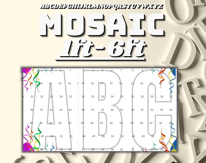 1ft-6ft Mosaic All A-Z Letters from Balloons PDF files with Bonus 6ft Letters - 156 Files Bundle Outline Letters- Print at Home