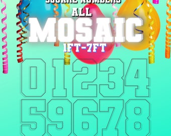 1ft-7ft 84 inch 72 inch 50 inch Mosaic 48 inch 36 inch 24 inch 12 inch All 0-9  Square Numbers from Balloons And Instructions Book