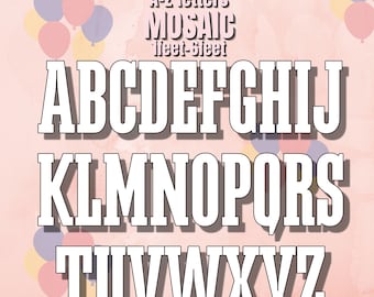 6ft, 5ft, 4ft, 3ft, 2ft, 1ft  Mosaic Easy Letters A to Z from Balloons Mosaic Template Less Wide more Narrow New