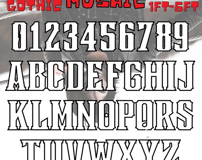 1ft-6ft Mosaic All 0-9  Numbers Fancy Gothic Alphabet from Balloons Bundle with Mosaic Numbers 1ft-6ft PDF files  with Instructions Book