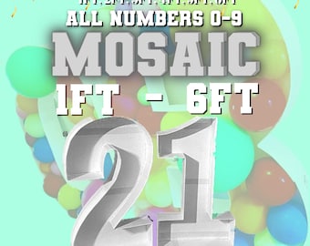 1ft-6ft Mosaic All 0-9  Numbers from Balloons PDF files with Bonus 6ft Numbers - 60 Files Bundle