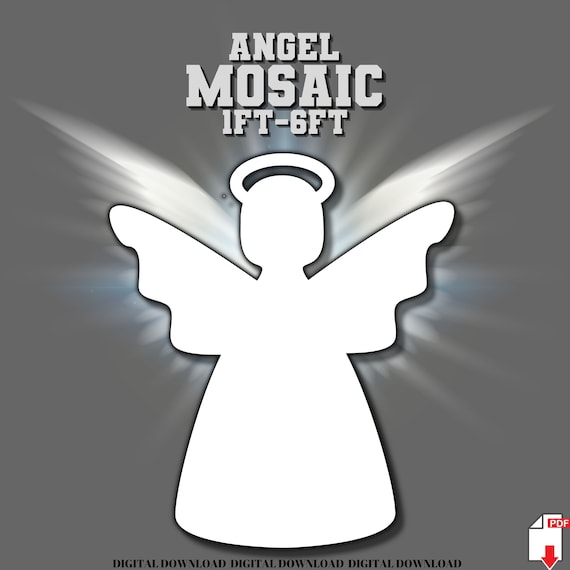 1ft-6ft Mosaic Angel from Balloons, PDF Ready To Print files