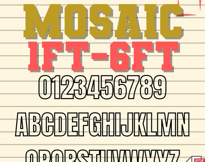 1ft-6ft Mosaic All 0-9  Numbers from Balloons Bundle with Mosaic All Letters 1ft-6ft PDF files with Instructions Book New Files