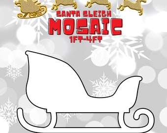 Trineo navideño de Papá Noel con mosaico de 1 a 4 pies a partir de archivos PDF de globos,