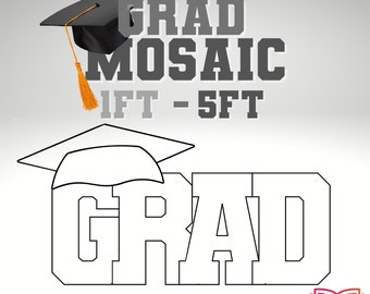 1ft-5ft Mosaic Grad from Balloons PDF files Graduation Hat Mosaic