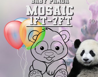 Modèle de mosaïque de ballons bébé panda en mosaïque de 1 à 7 pieds