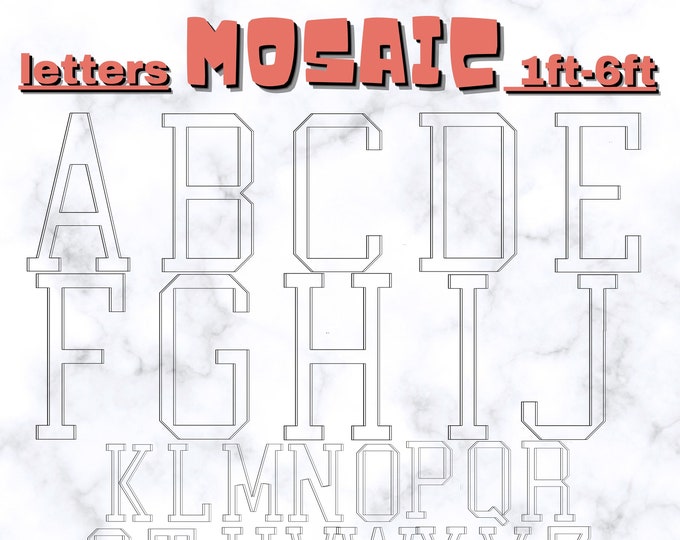 6ft, 5ft, 4ft, 3ft, 2ft, 1ft  Mosaic Sign A-Z Letters from Balloons Mosaic Template
