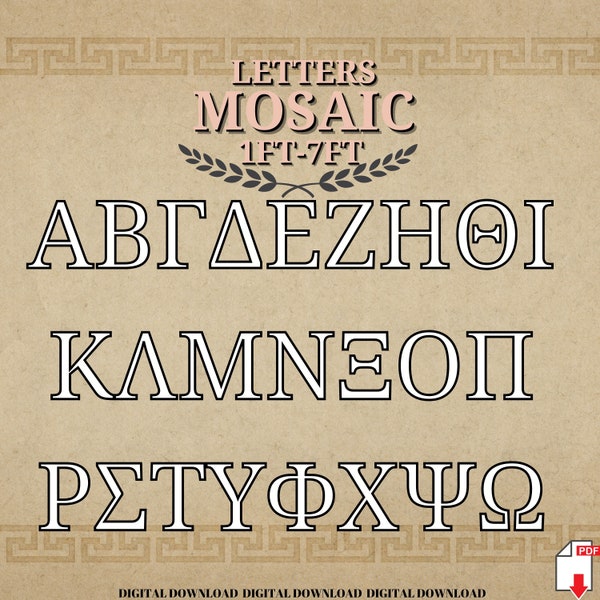 Mosaic Greek Letters Template Etsy