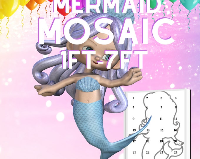 1ft-6ft Mosaic Mermaid from Balloons PDF files with Bonus 7ft Mermaid Mosaic - Mosaic for Advanced