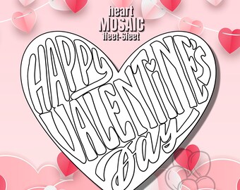 6ft 5ft 4ft 3ft 2ft 1ft Mosaic Valentines Day with Heart from Balloons, PFD files