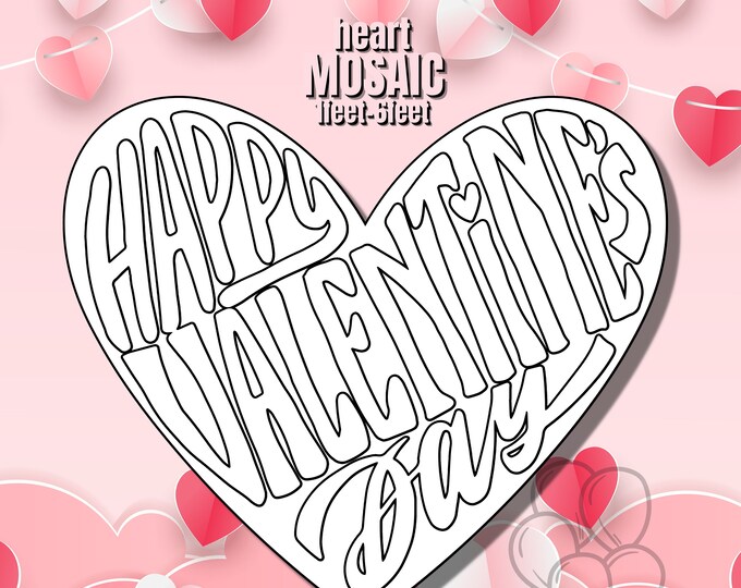 6ft 5ft 4ft 3ft 2ft 1ft Mosaic Valentines Day with Heart from Balloons, PFD files