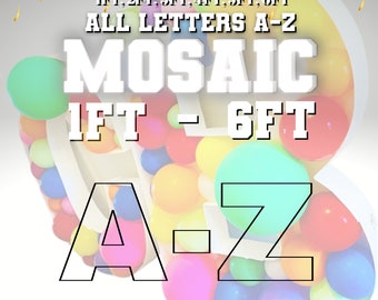 6ft, 5ft, 4ft, 3ft, 2ft, 1ft Mosaic Toutes les lettres du modèle de mosaïque de ballons