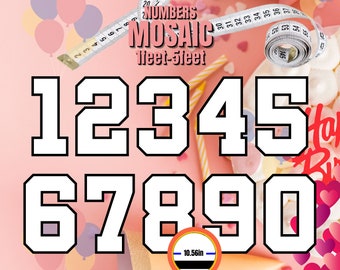 5ft 4ft 3ft 2ft 1ft Mosaic All 0-9  Numbers from Balloons PDF files with Bonus 6ft Numbers And Dimensions