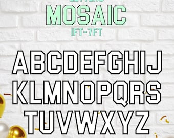 7ft, 6ft, 5ft, 4ft, 3ft, 2ft, 1ft  Mosaic All Letters from Balloons Mosaic Template 1ft thru 7ft Semi Middle Square Box Letters