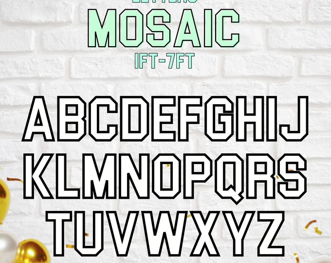 7ft, 6ft, 5ft, 4ft, 3ft, 2ft, 1ft  Mosaic All Letters from Balloons Mosaic Template 1ft thru 7ft Semi Middle Square Box Letters