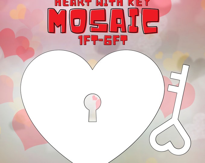1ft-6ft Mosaic Heart with Key from Balloons PDF files Love Heart and Key Shape Mosaic
