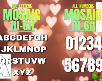 1ft-6ft Mosaic All 0-9  Numbers from Balloons Bundle with Mosaic All Letters 1ft-6ft PDF files with Instructions Book
