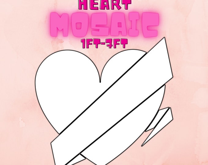 7ft 6ft 5ft 4ft 3ft 2ft 1ft Mosaic Heart from Balloons, PFD files Heart with Ribbon Gift