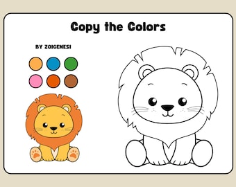 Copia i colori Libro da colorare per bambini, libro da colorare per bambini, regalo di compleanno per bambini, regalo di Natale, libro di attività per bambini piccoli, file PDF da 20 pagine