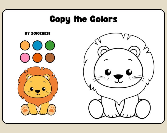Copy the Colors Kids Coloring Book, Coloring Book for Kids, Kids Birthday Gift, Christmas Gift, Toddler Activity Book 20 Pages PDF File