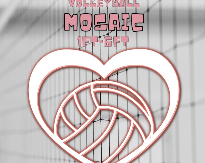 1ft-6ft Mosaic Volleyball from Balloons PDF files, Volleyball in Heart Mosaic