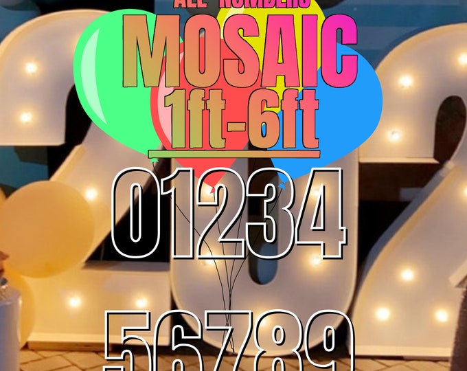 1ft-6ft Mosaic All 0-9  Numbers from Balloons PDF files with Bonus 6ft Numbers - 60 Files Bundle