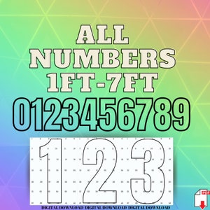 6ft 5ft 4ft 3ft 2ft 1ft Mosaic All 0 to 9  Numbers from Balloons with Instructions Book