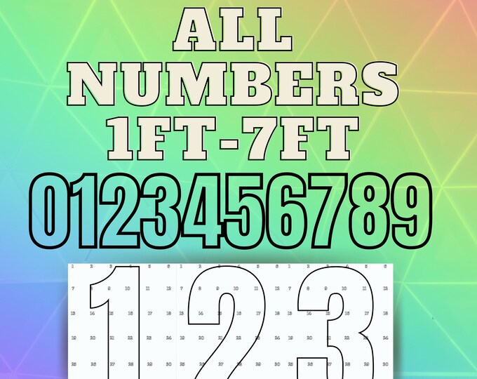 6ft 5ft 4ft 3ft 2ft 1ft Mosaic All 0 to 9  Numbers from Balloons with Instructions Book