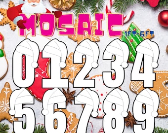 5ft 4ft 3ft 2ft 1ft Mosaic 0-9  Christmas Santa Numbers from Balloons PDF files with Bonus 6ft Numbers And Instructions Book Xmas Numbers