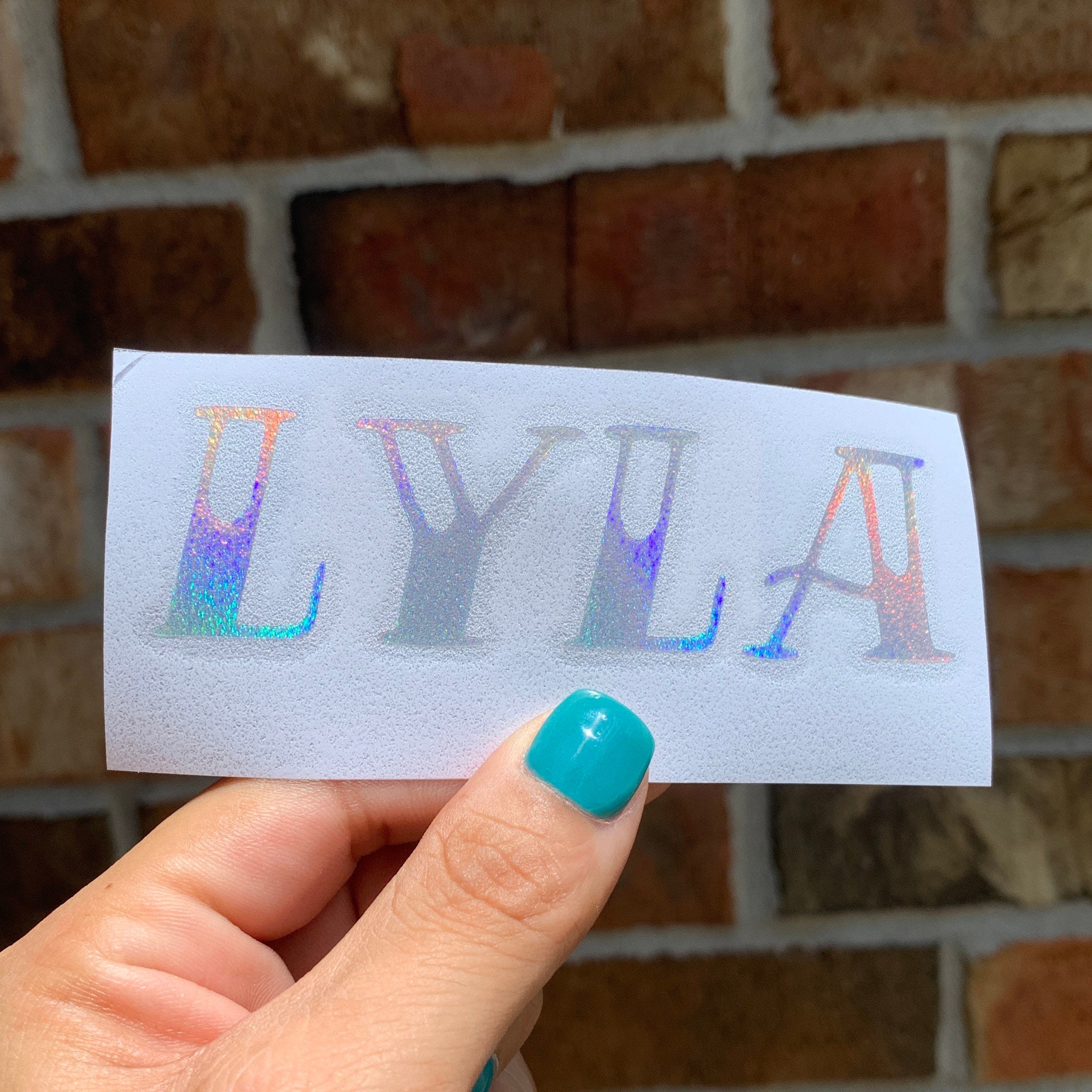 Inked Font Personalized Name Decals, Custom Holographic Vinyl Decals ...