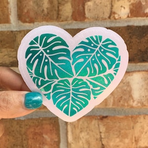 Decalcomania del cuore di Monstera / Decalcomania dello specchio, Motivazione dello specchio, Decalcomania dello specchio personalizzata, Affermazione quotidiana / Spedizione gratuita
